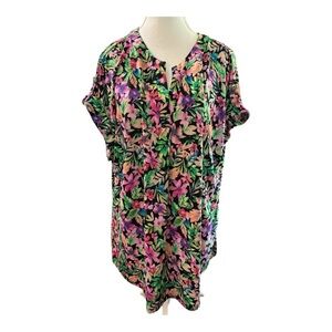 Dear Scarlett Bright Floral Blouse 2X
